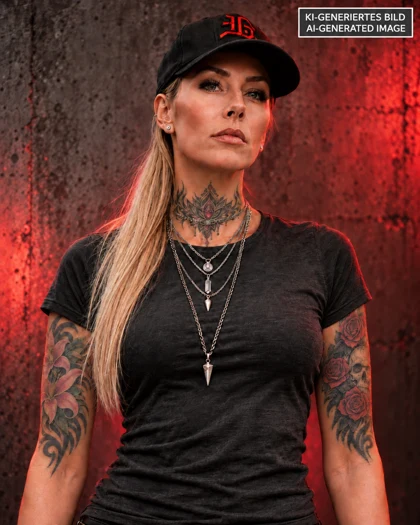 KI-generiertes Porträt der fiktiven Bandfigur Lea Falkenberg