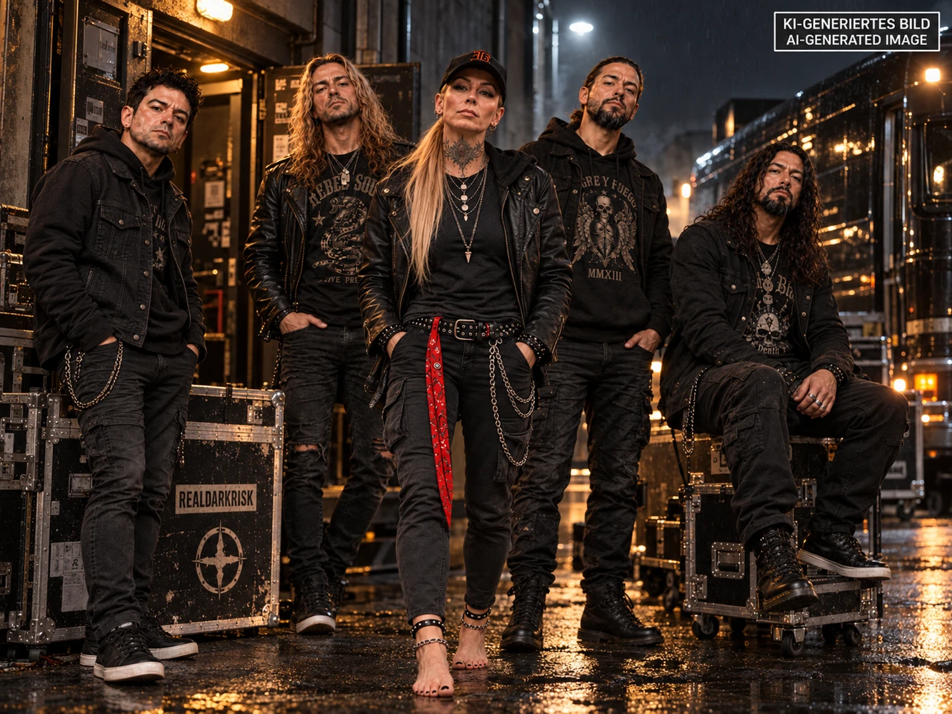 KI-generierte Darstellung der fiktiven Band REALDARKRISK